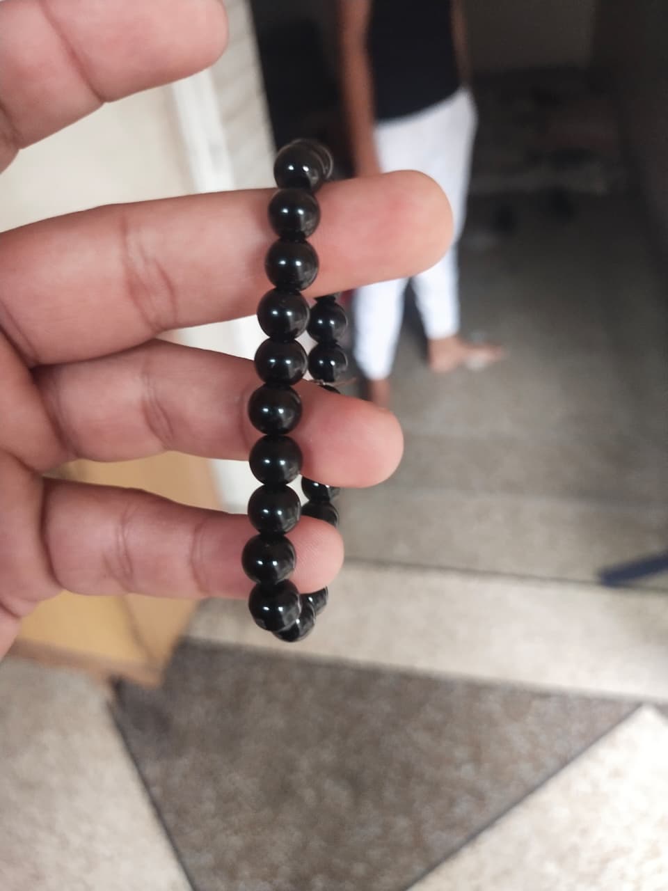 Elite Aurapicks Black Bead Bracelet & Engraved Ring Set