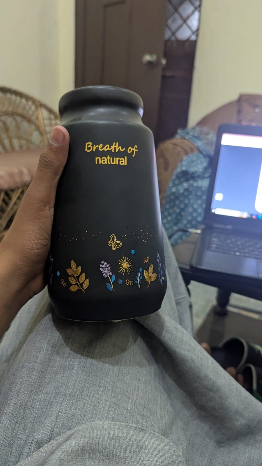 Breath of Natural Insulated Water Bottle – Premium Matte Floral Flask  Description: