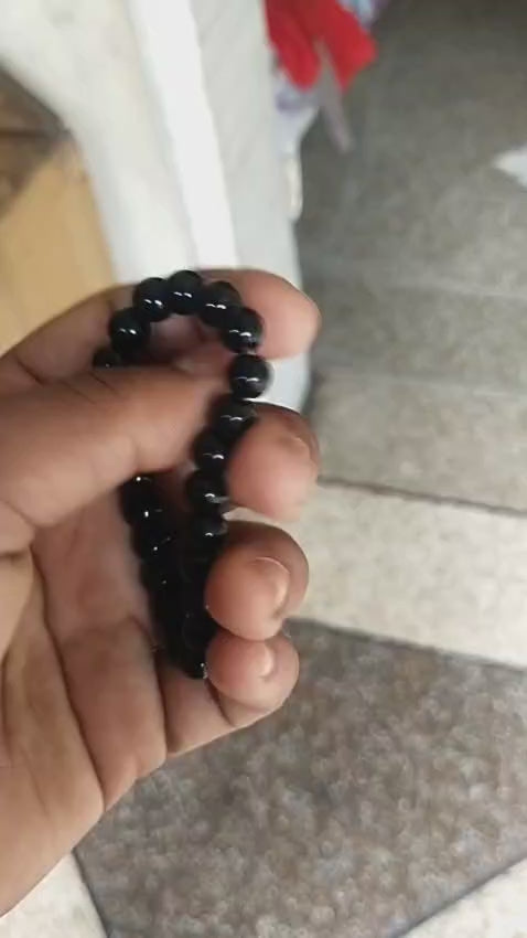 Elite Aurapicks Black Bead Bracelet & Engraved Ring Set